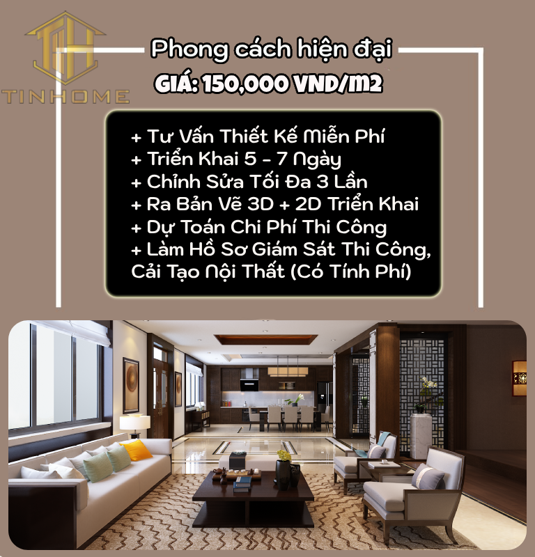 Bảng giá thiết kế nội thất chung cư phong cách hiện đại